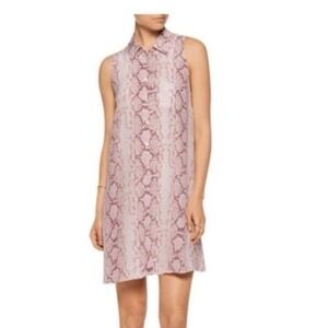 Equipment Mina Blush Snake Print‎ Sleeveless Silk Button Up Shirt Dress silk